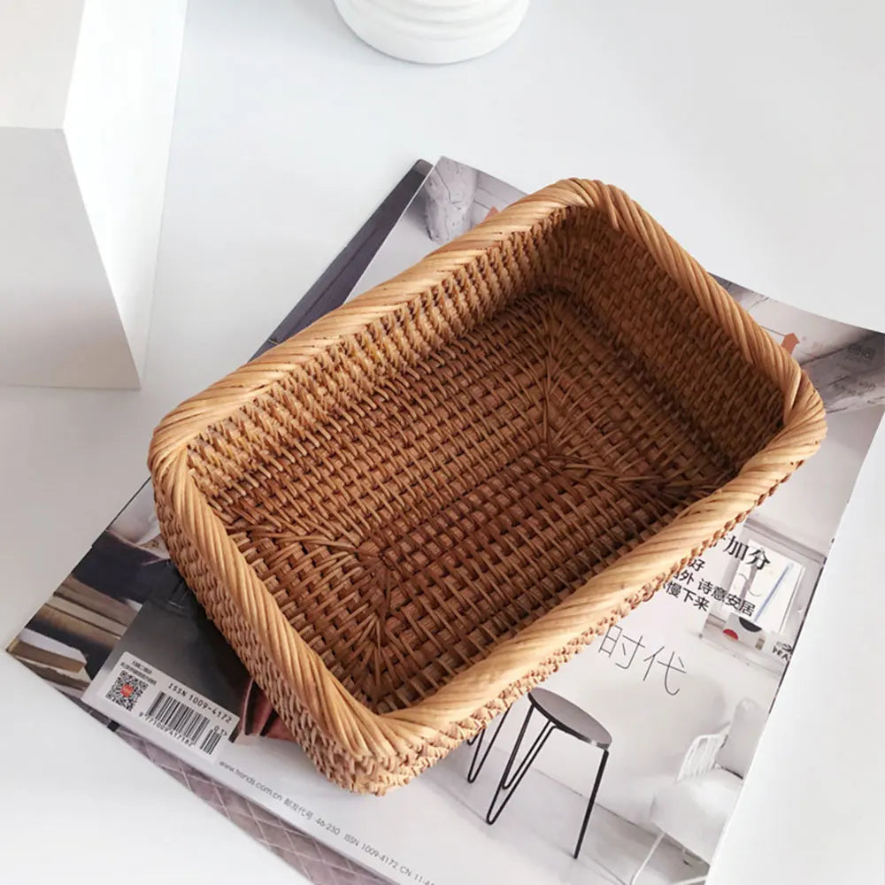 Hand-Woven Rattan Storage Basket
