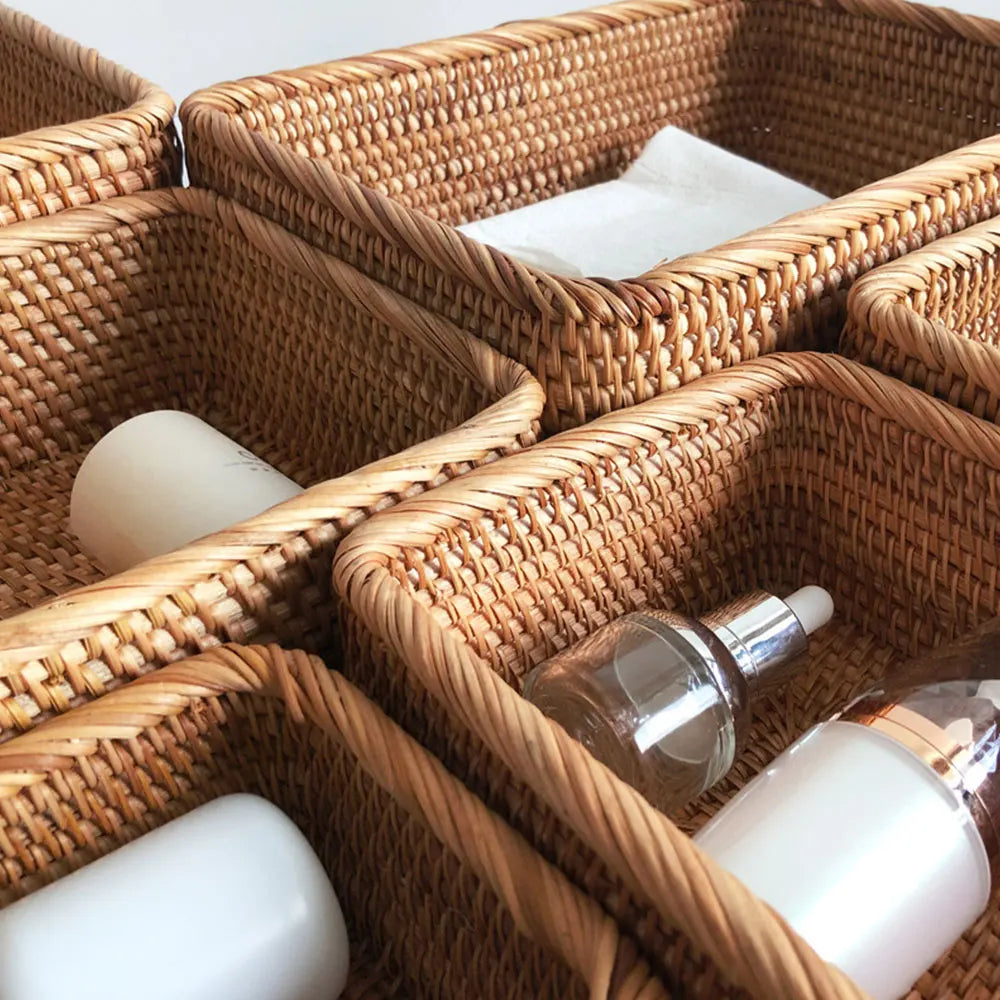 Hand-Woven Rattan Storage Basket