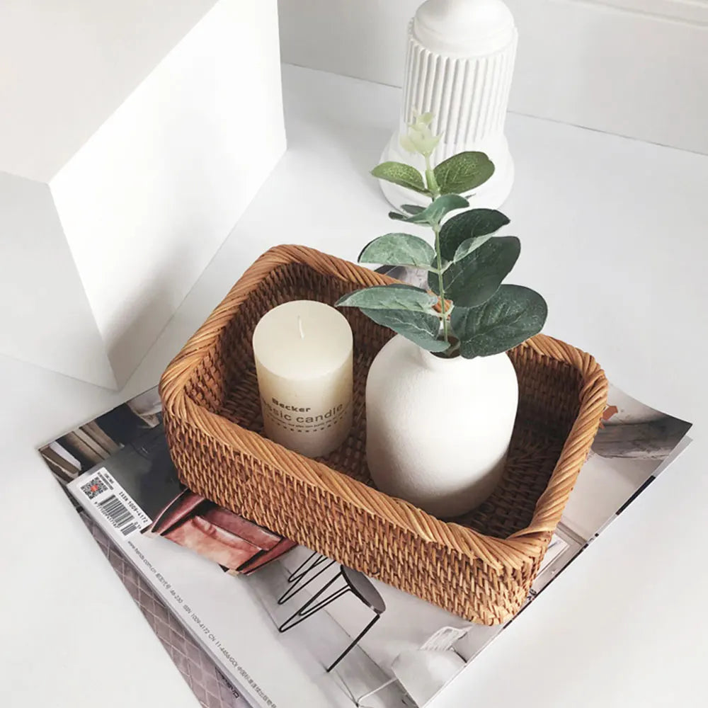 Hand-Woven Rattan Storage Basket