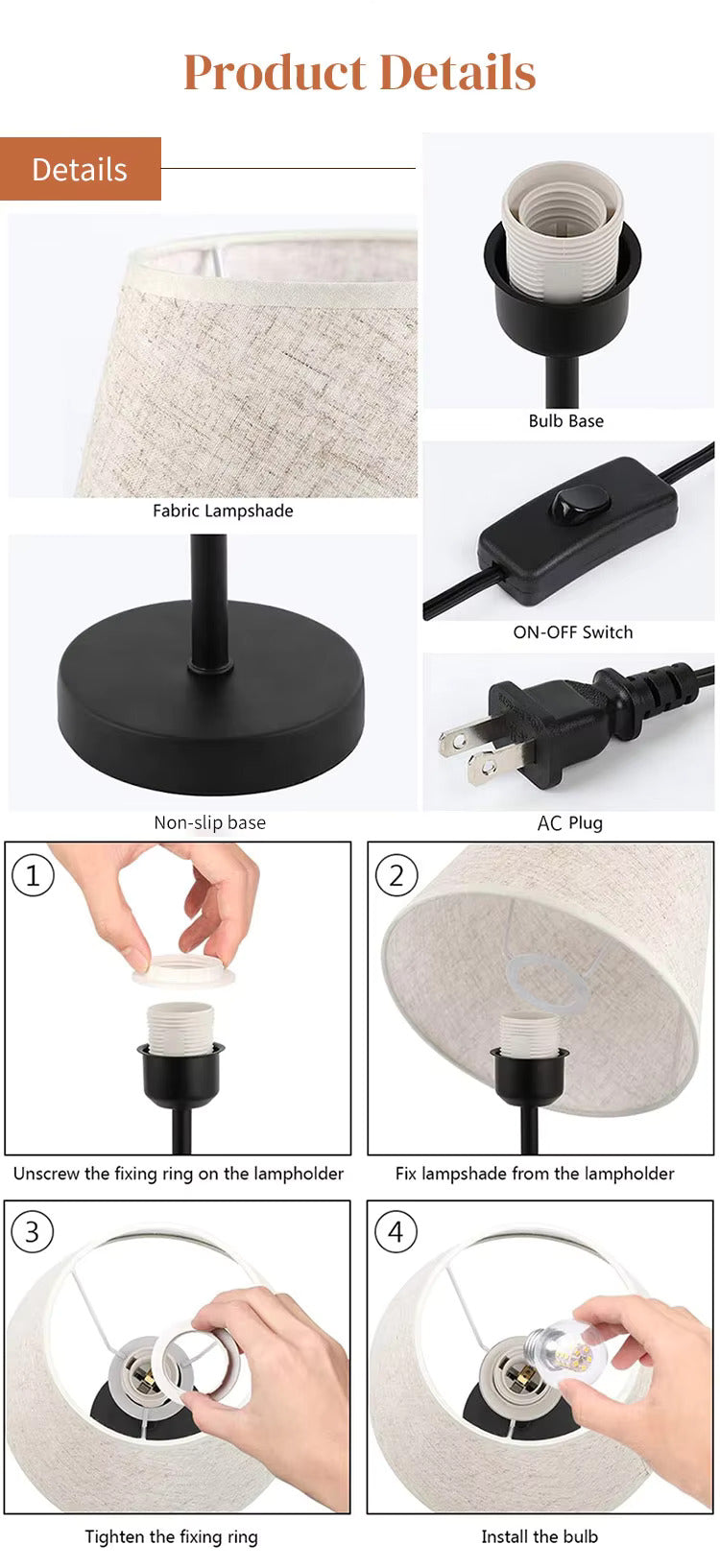 Modern Touch-Control LED Table Lamp