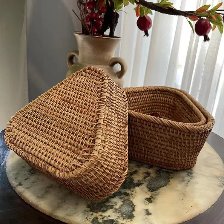 Hand-Woven Rattan Storage Basket