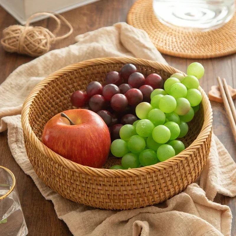 Hand-Woven Rattan Storage Basket