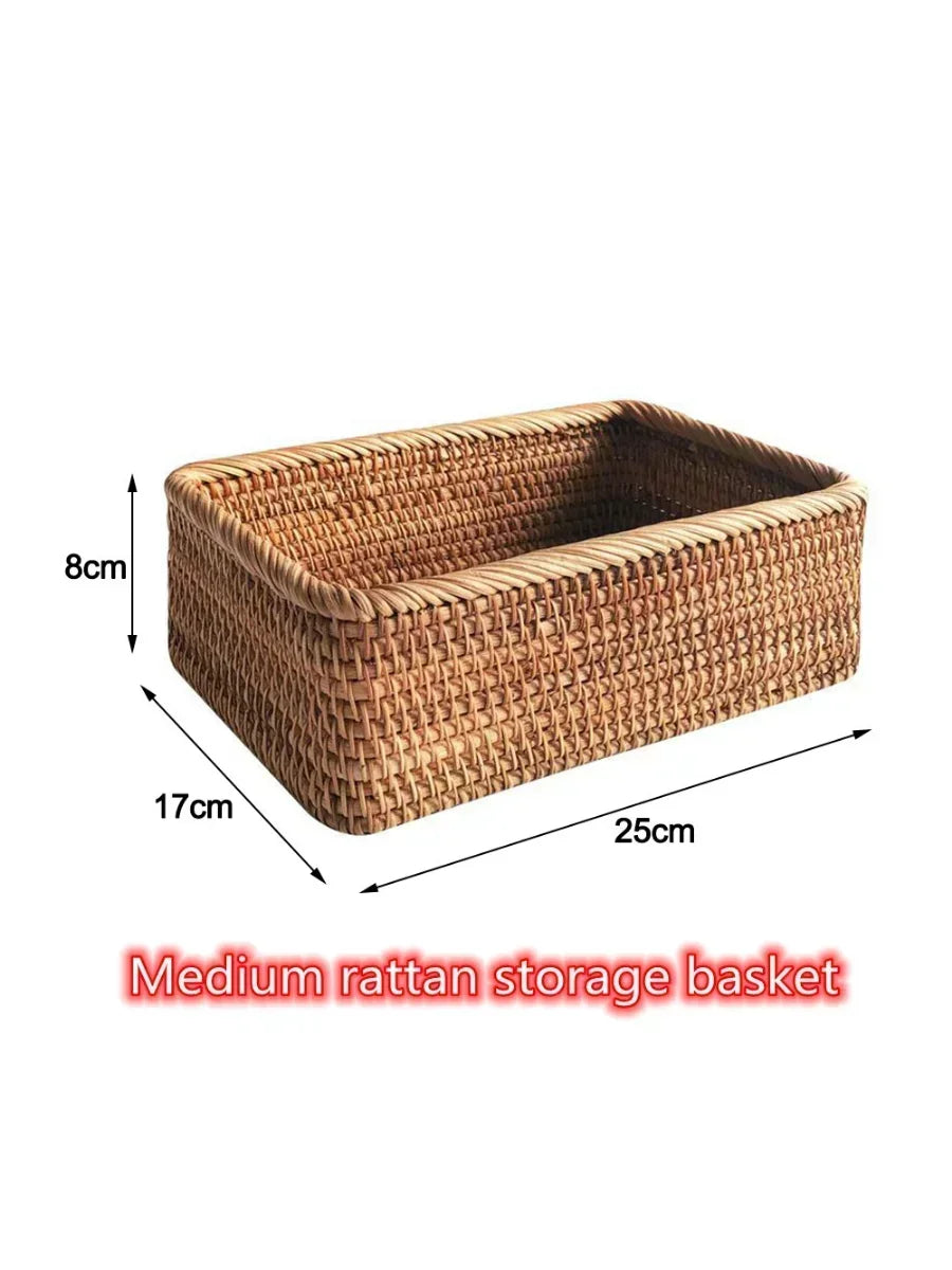 Hand-Woven Rattan Storage Basket
