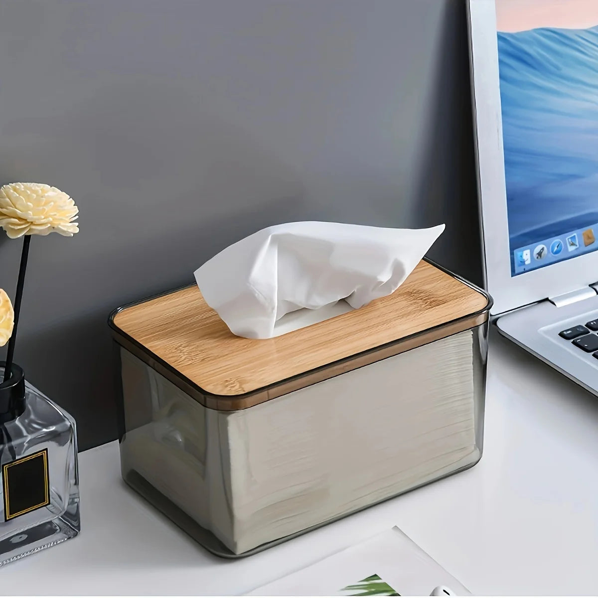 Bamboo Tissue Storage Box
