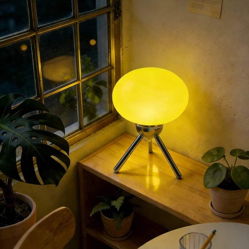 Mid-Century Glass Mushroom Table Lamp