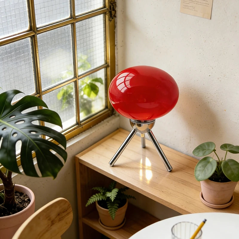 Mid-Century Glass Mushroom Table Lamp