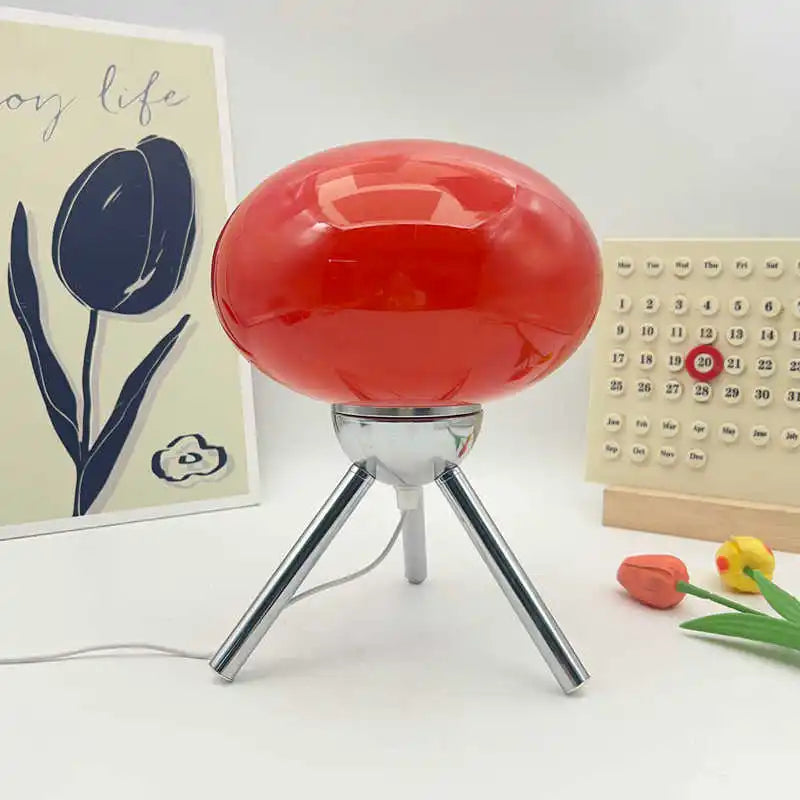 Mid-Century Glass Mushroom Table Lamp