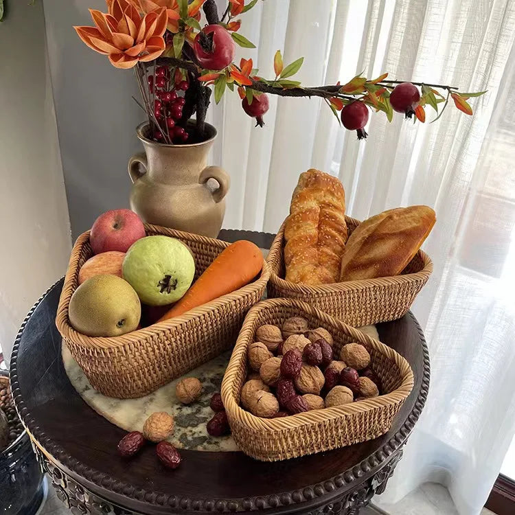 Hand-Woven Rattan Storage Basket