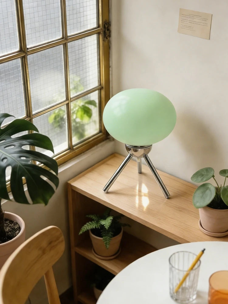 Mid-Century Glass Mushroom Table Lamp