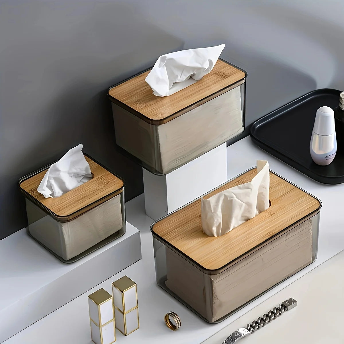 Bamboo Tissue Storage Box