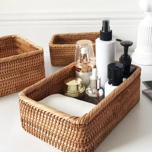 Hand-Woven Rattan Storage Basket