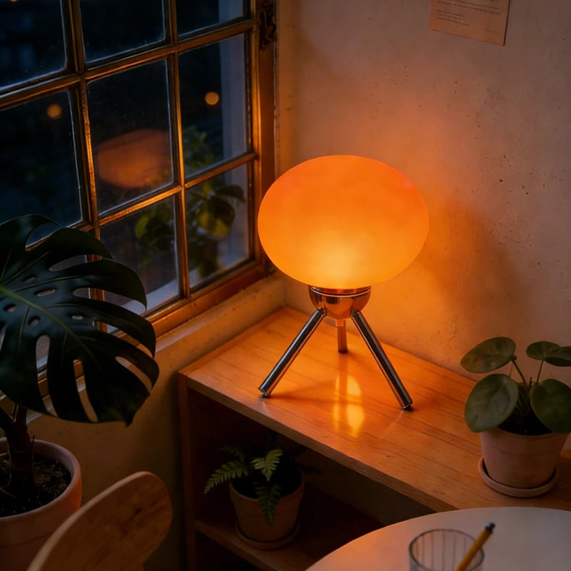 Mid-Century Glass Mushroom Table Lamp