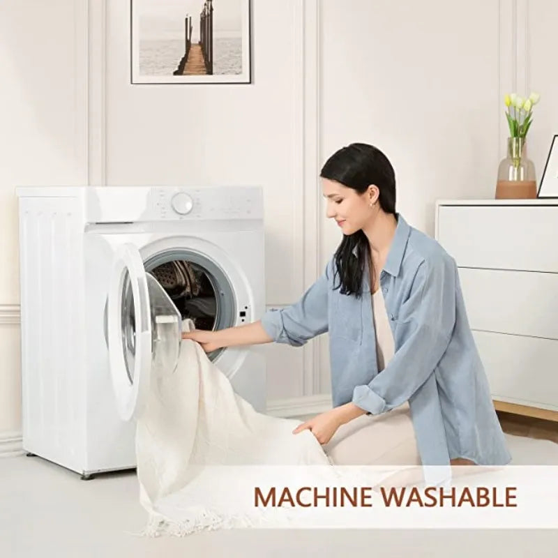 White Boho Knitted Throw Blanket