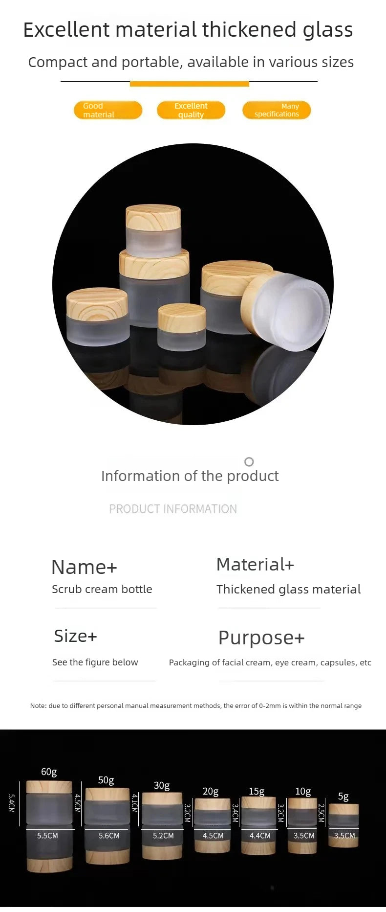 Cream Bottle Glass Cosmetic Jar