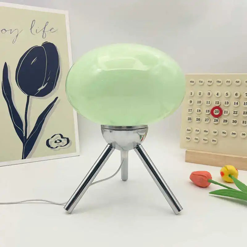 Mid-Century Glass Mushroom Table Lamp