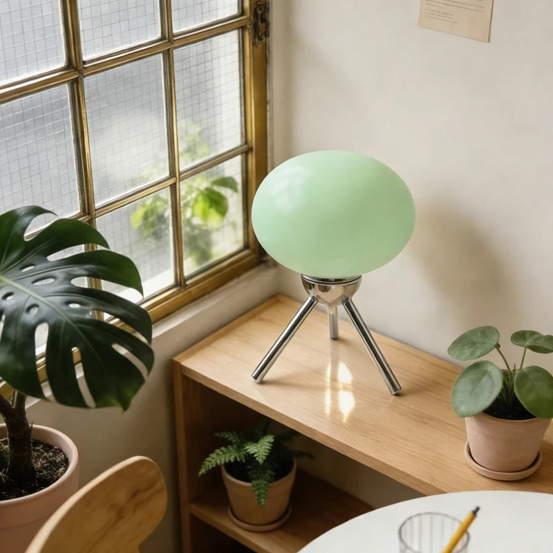 Mid-Century Glass Mushroom Table Lamp
