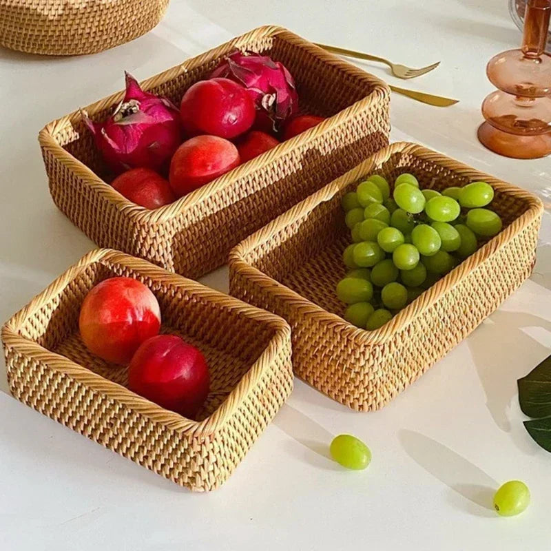 Hand-Woven Rattan Storage Basket
