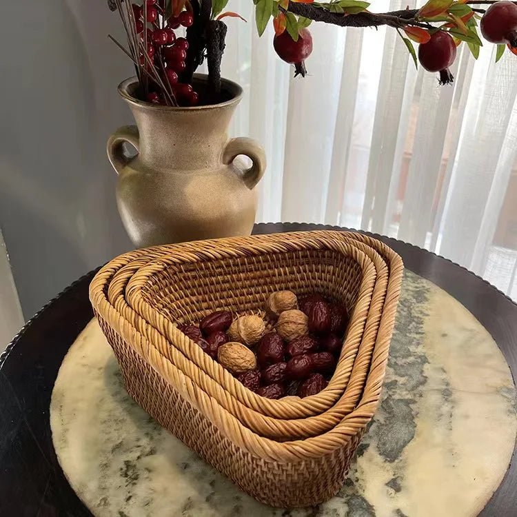 Hand-Woven Rattan Storage Basket