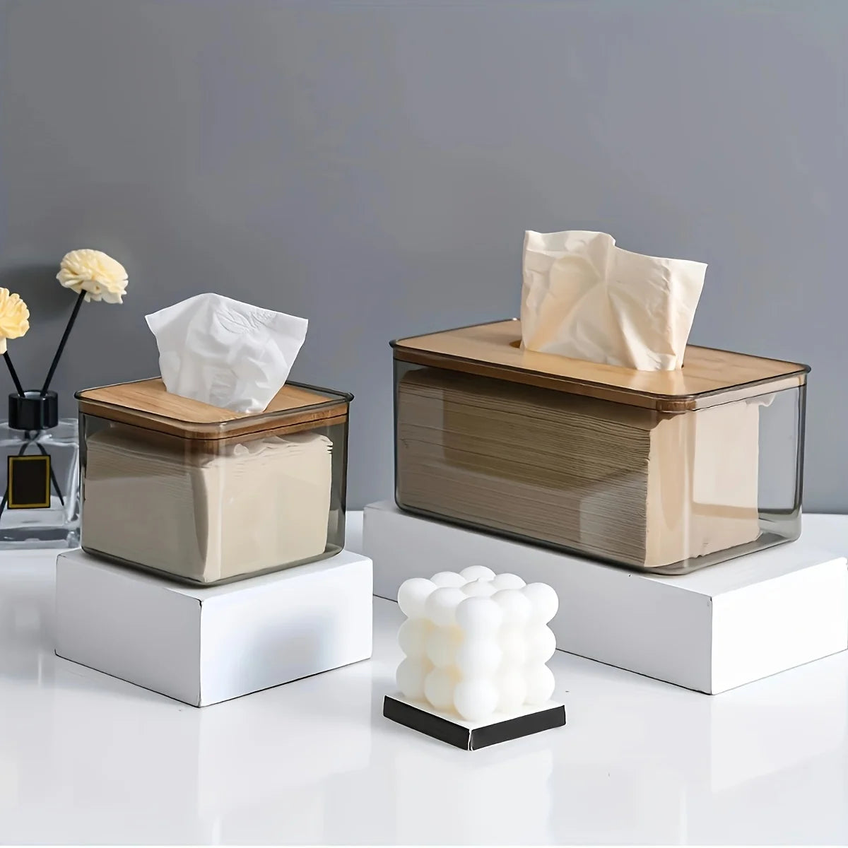 Bamboo Tissue Storage Box