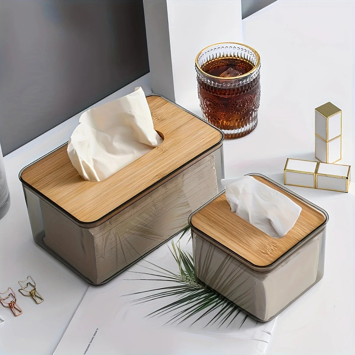 Bamboo Tissue Storage Box