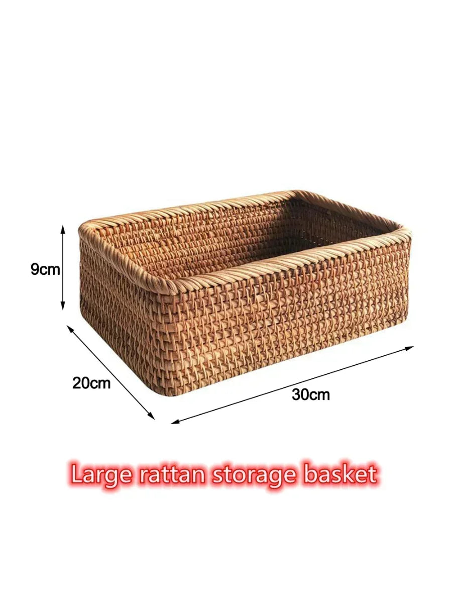 Hand-Woven Rattan Storage Basket